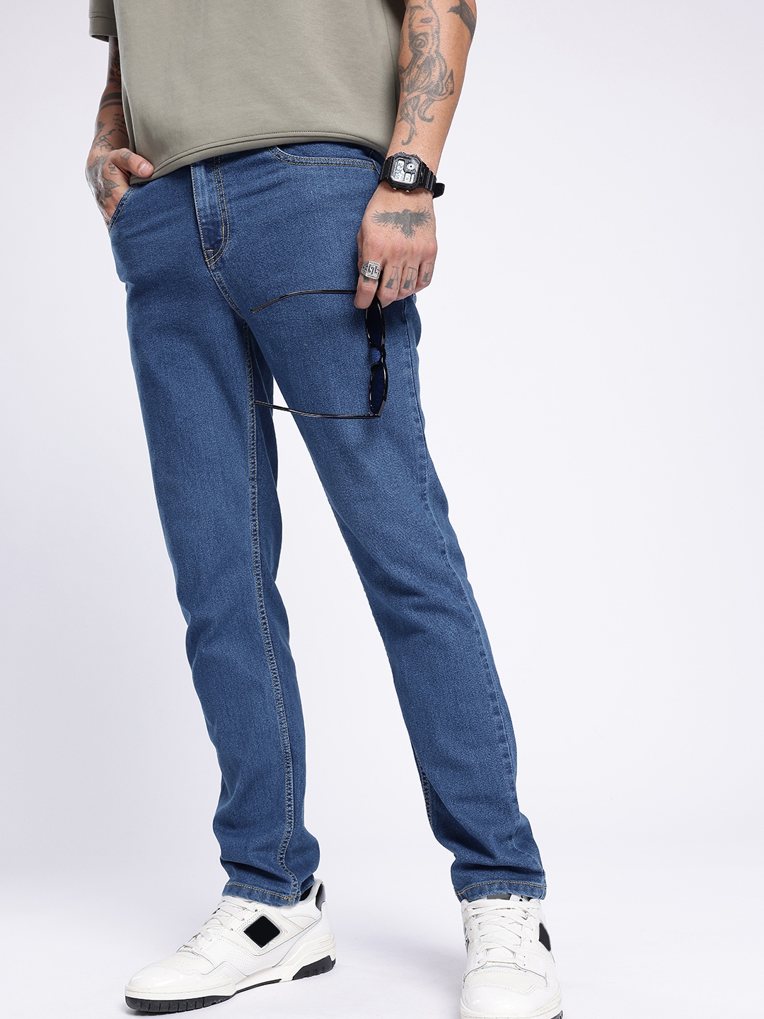 

glitchez Men Street Cool Slim Fit Stretchable Jeans, Blue