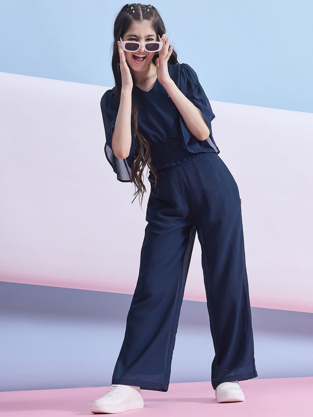

Stylo Bug Girls Top with Trousers, Navy blue