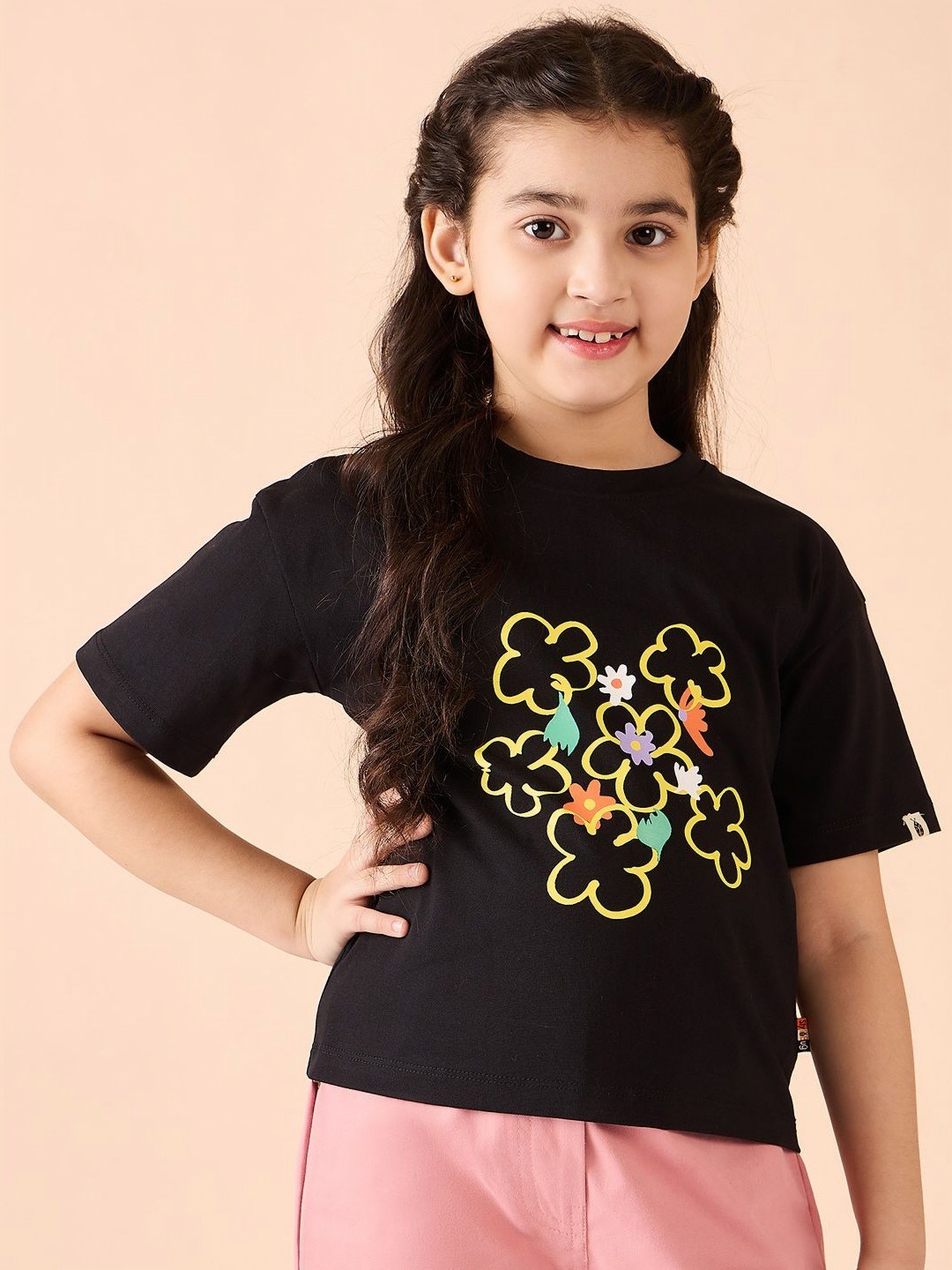 

Stylo Bug Girls Printed T-shirt, Black