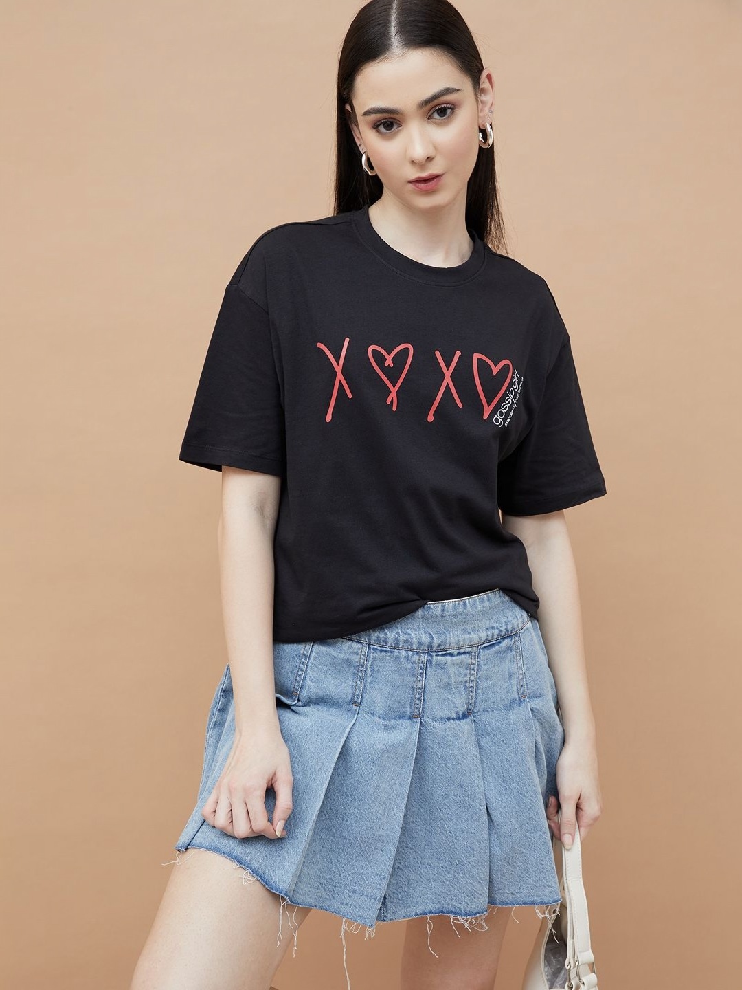 Ginger by Lifestyle Women Gossip Girl Printed T Shirt, Black