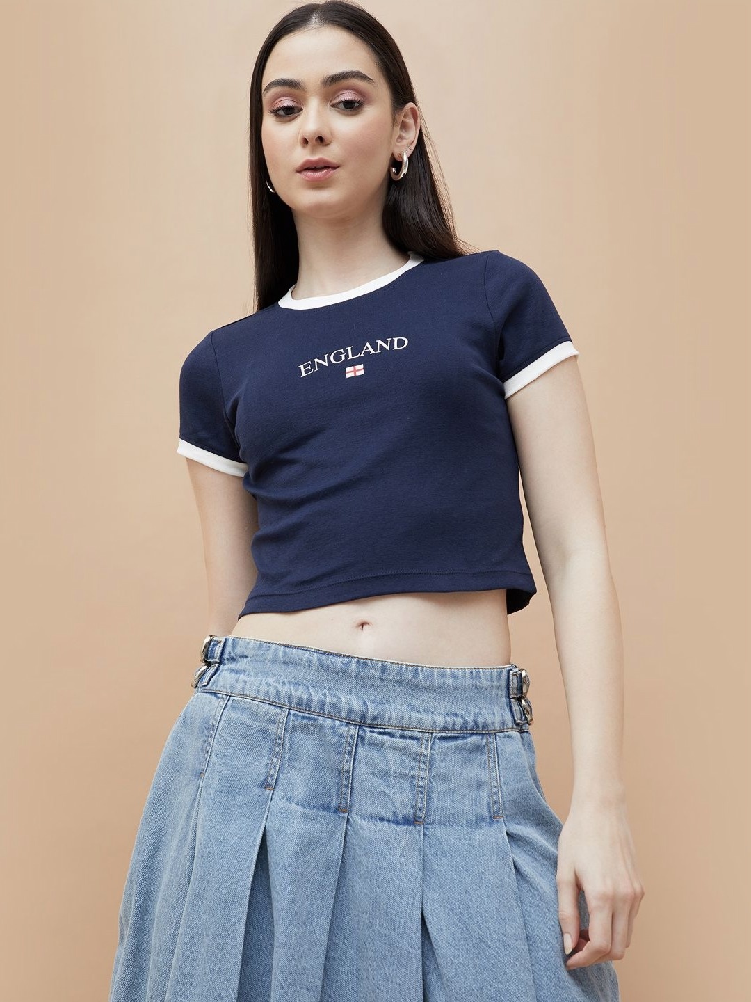 

Ginger by Lifestyle Women Typography Printed Round Neck Cotton T-shirt, Blue