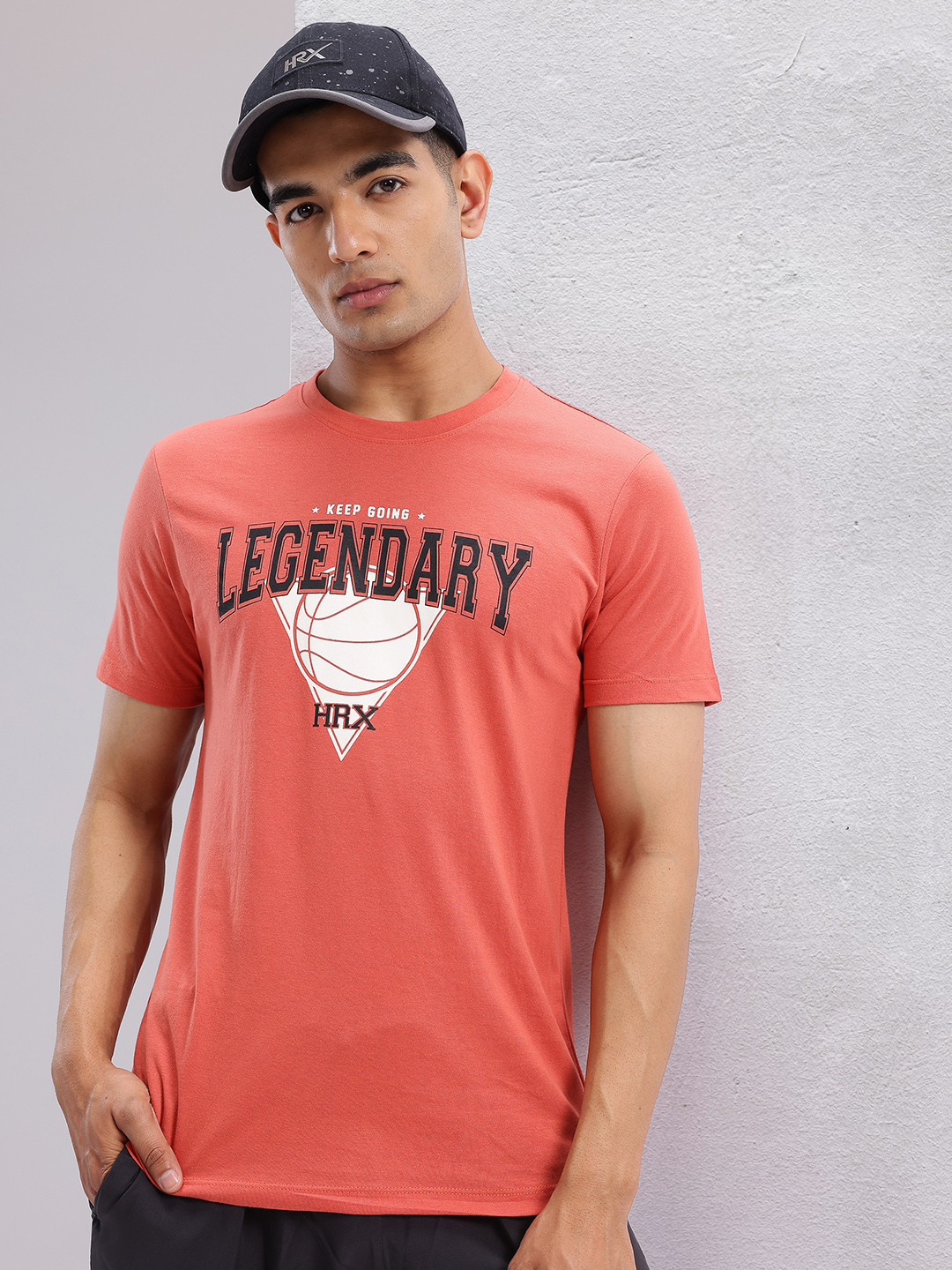 

HRX by Hrithik Roshan Typography & Graphic Print Round-Neck Lifestyle T-shirt, Rust