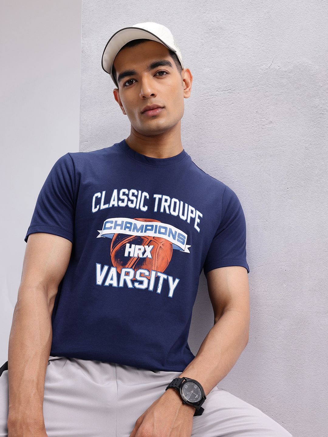 

HRX by Hrithik Roshan Typography Print Lifestyle T-shirt, Navy blue