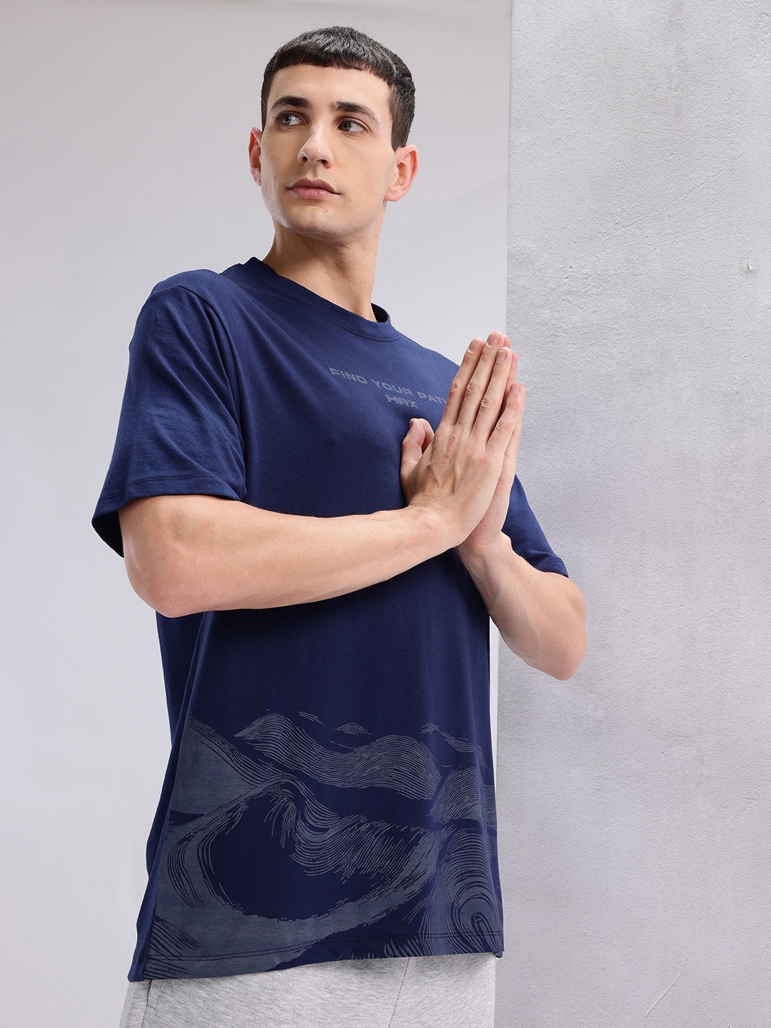 

HRX by Hrithik Roshan Men Printed Yoga T-shirt, Teal