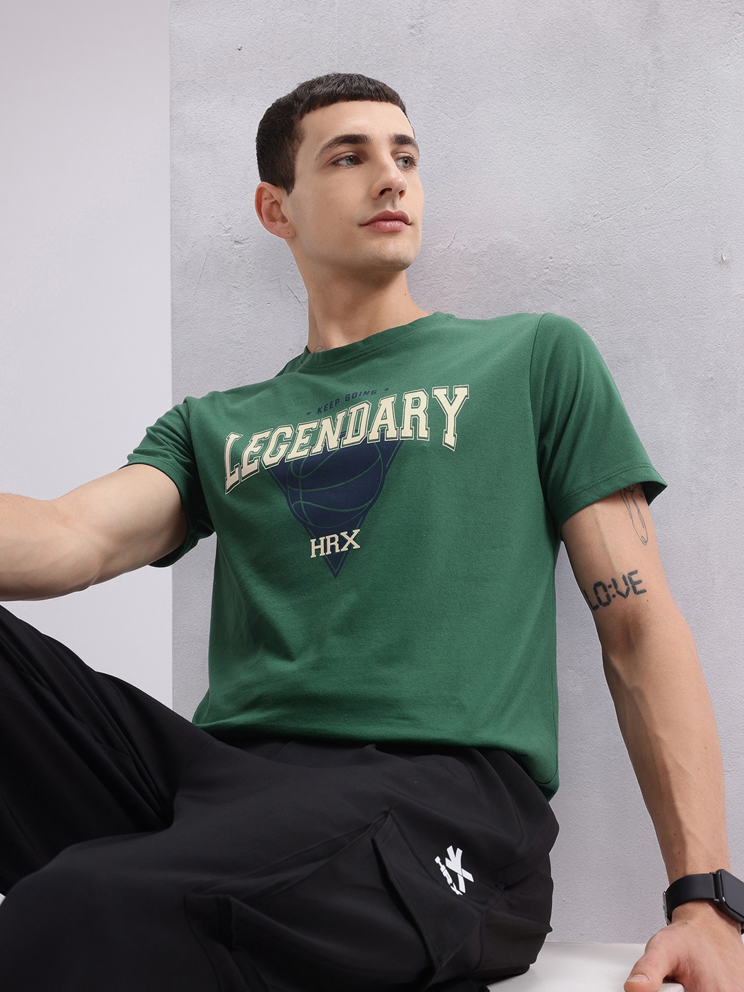 

HRX by Hrithik Roshan Men Typography Printed T-shirt, Green