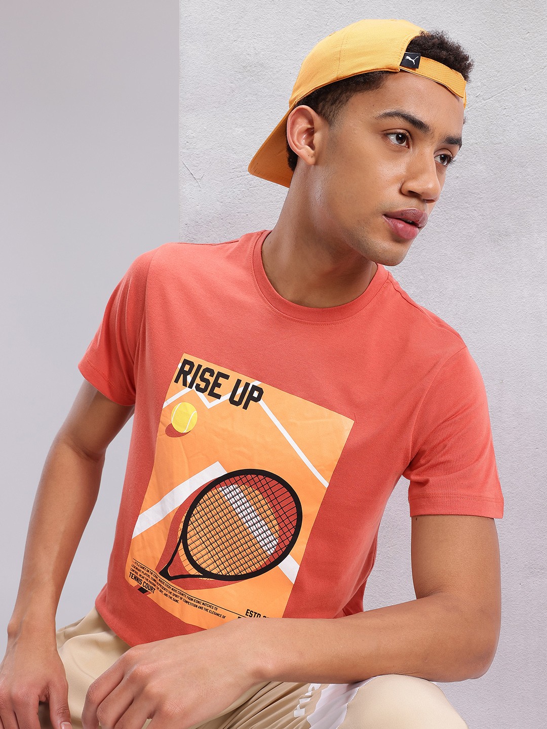 

HRX by Hrithik Roshan Graphic Print Round-Neck Lifestyle T-shirt, Rust