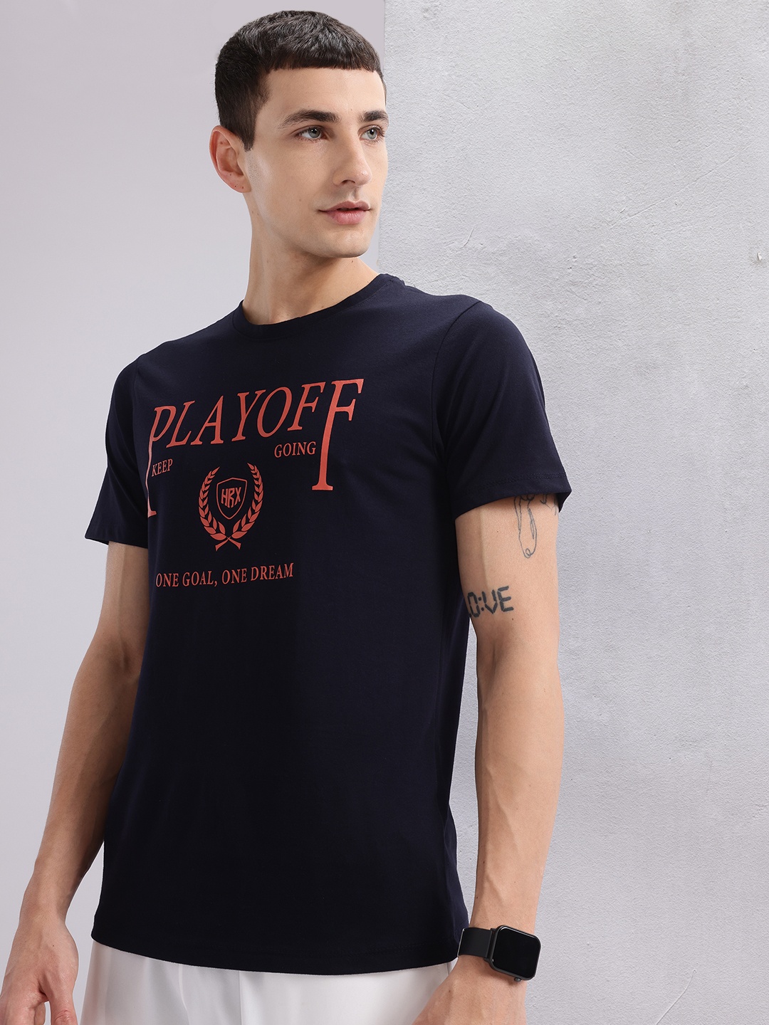 

HRX by Hrithik Printed Lifestyle T-shirt, Navy blue