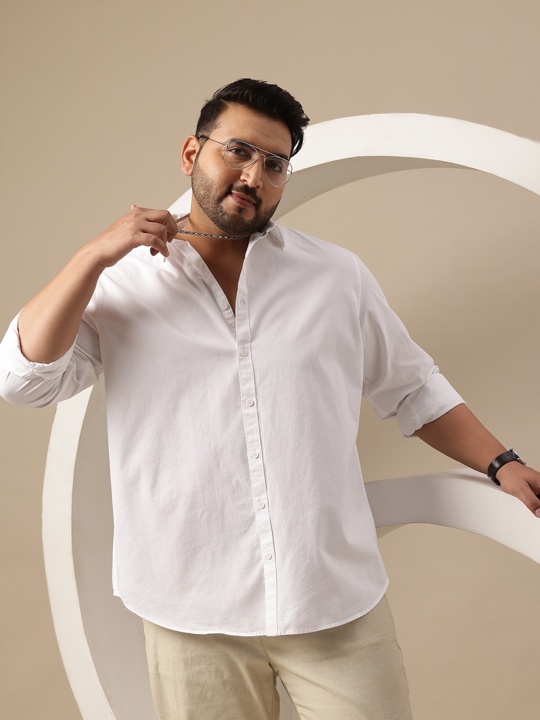 

Sztori Plus Size Cotton Casual Shirt, White