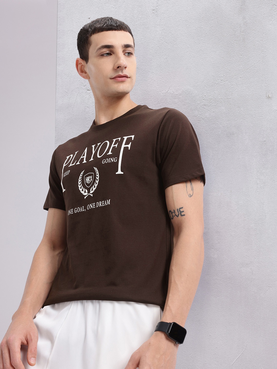 

HRX by Hrithik Roshan Printed Lifestyle T-shirt, Brown