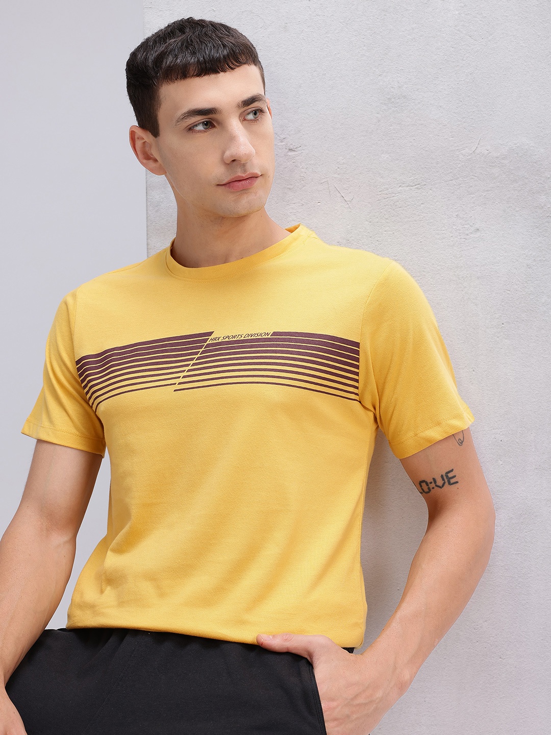 

HRX by Hrithik Roshan Striped Lifestyle T-shirt, Yellow