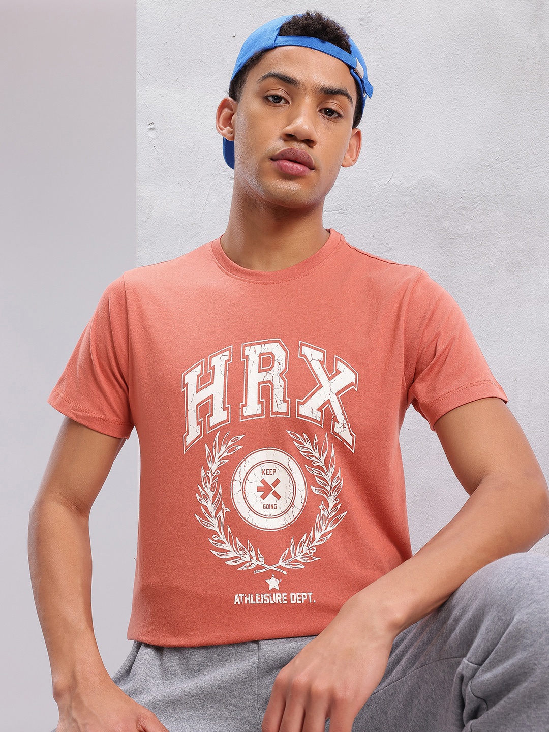 

HRX by Hrithik Roshan Brand Logo Printed Lifestyle T-shirt, Coral