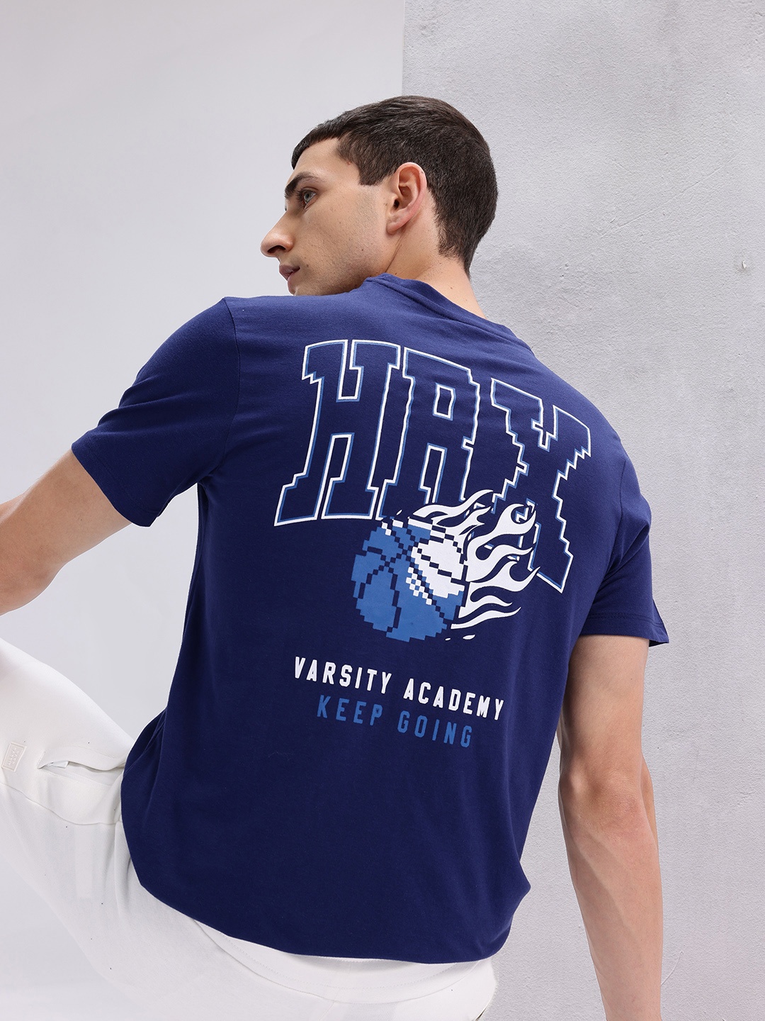 

HRX by Hrithik Roshan Men Brand Logo Printed T-shirt, Blue