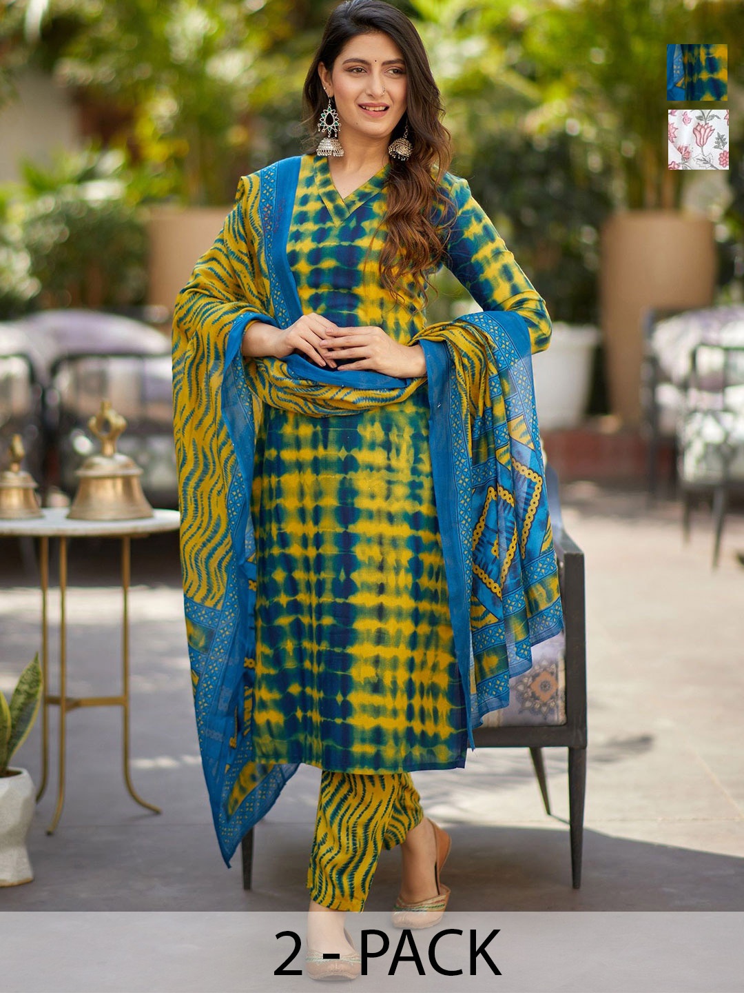 

KALINI Women Ethnic Motifs Printed Regular Kurta with Trousers & With Dupatta, White