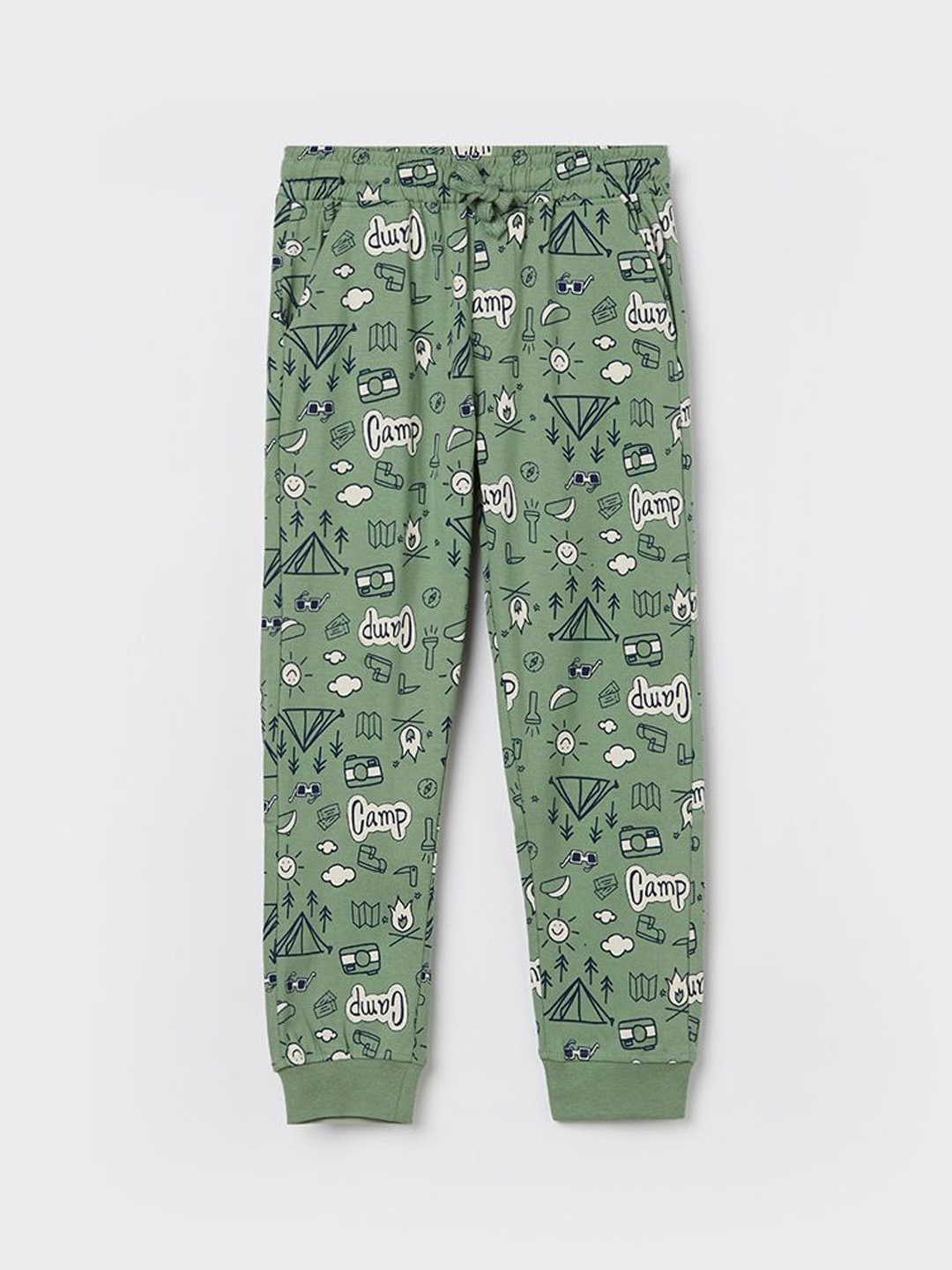 

Fame Forever by Lifestyle Boys Printed Pure Cotton Mid-Rise Joggers, Olive