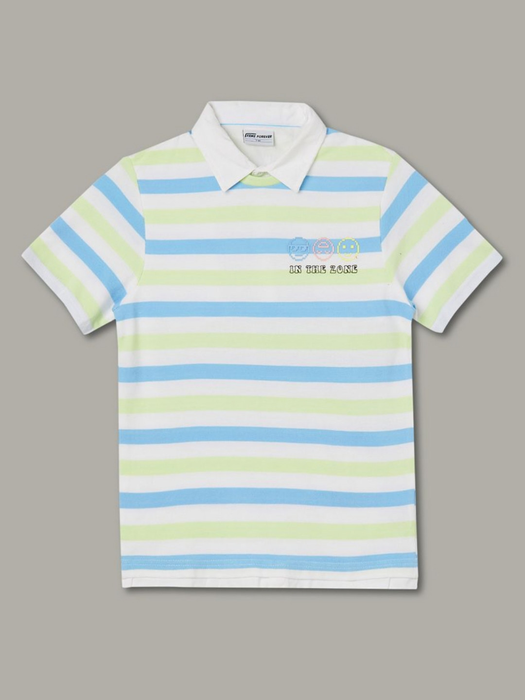 

Fame Forever by Lifestyle Boys Striped Polo Collar Cotton T-shirt, Multi