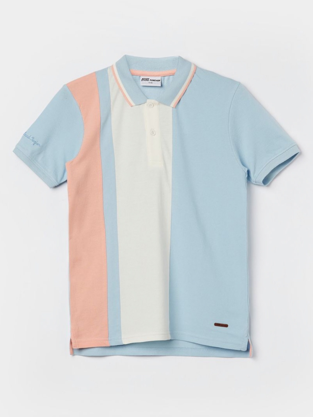 

Fame Forever by Lifestyle Boys Striped Polo Collar Cotton T-shirt, Blue