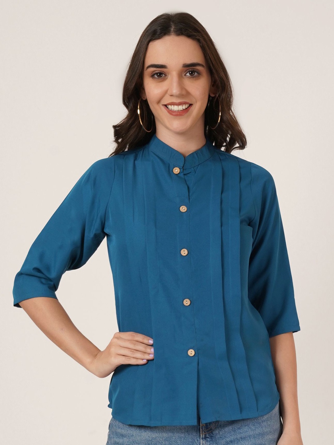 

Brownverse Women Shirt Style Top, Teal