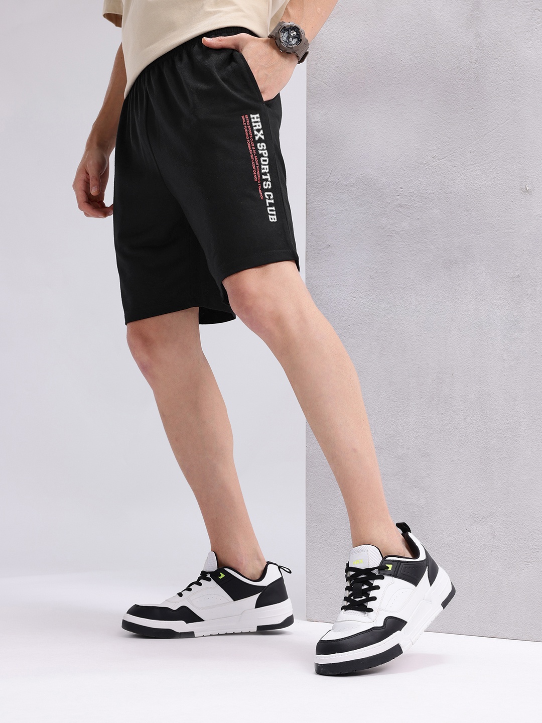 

HRX by Hrithik Roshan Men Typography Printed Shorts, Black