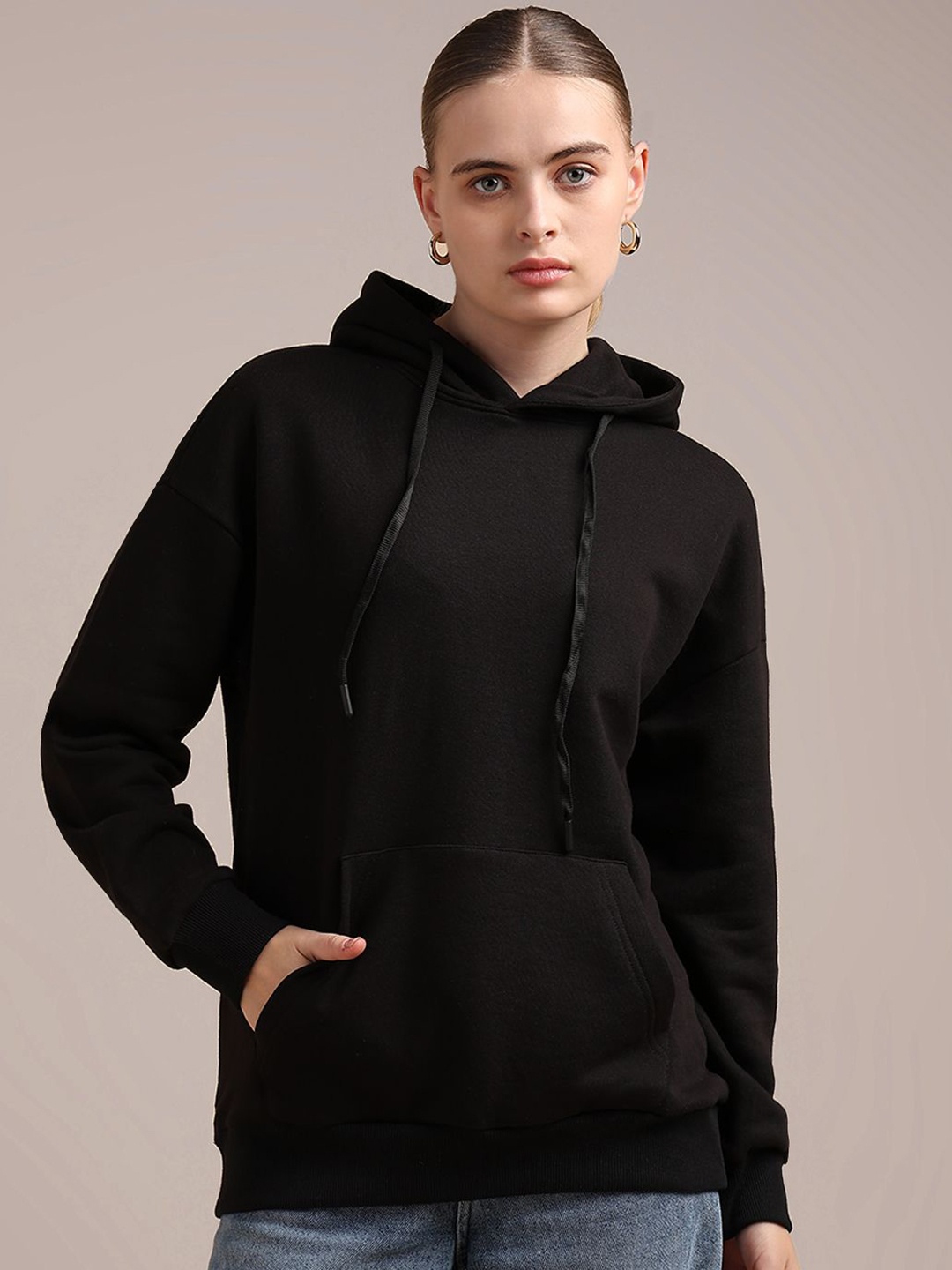 

The Roadster Lifestyle Co. Women Hooded Pullover Sweatshirt, Black