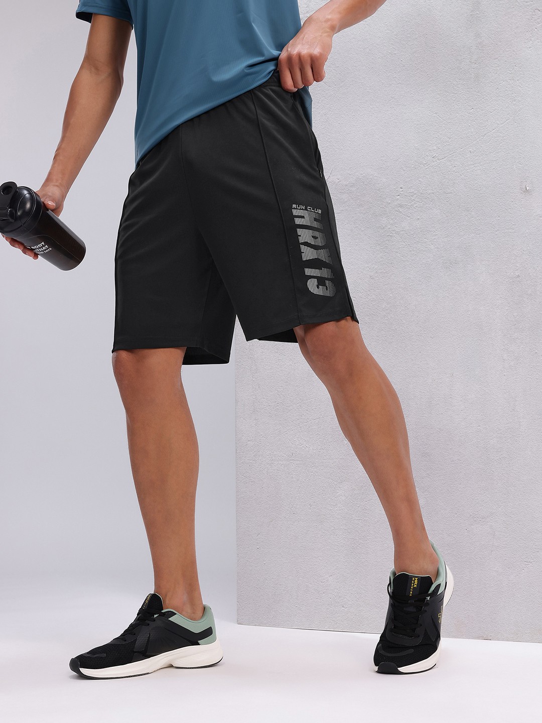 

HRX by Hrithik Roshan Men Typography Printed Rapid-Dry Running Shorts, Black