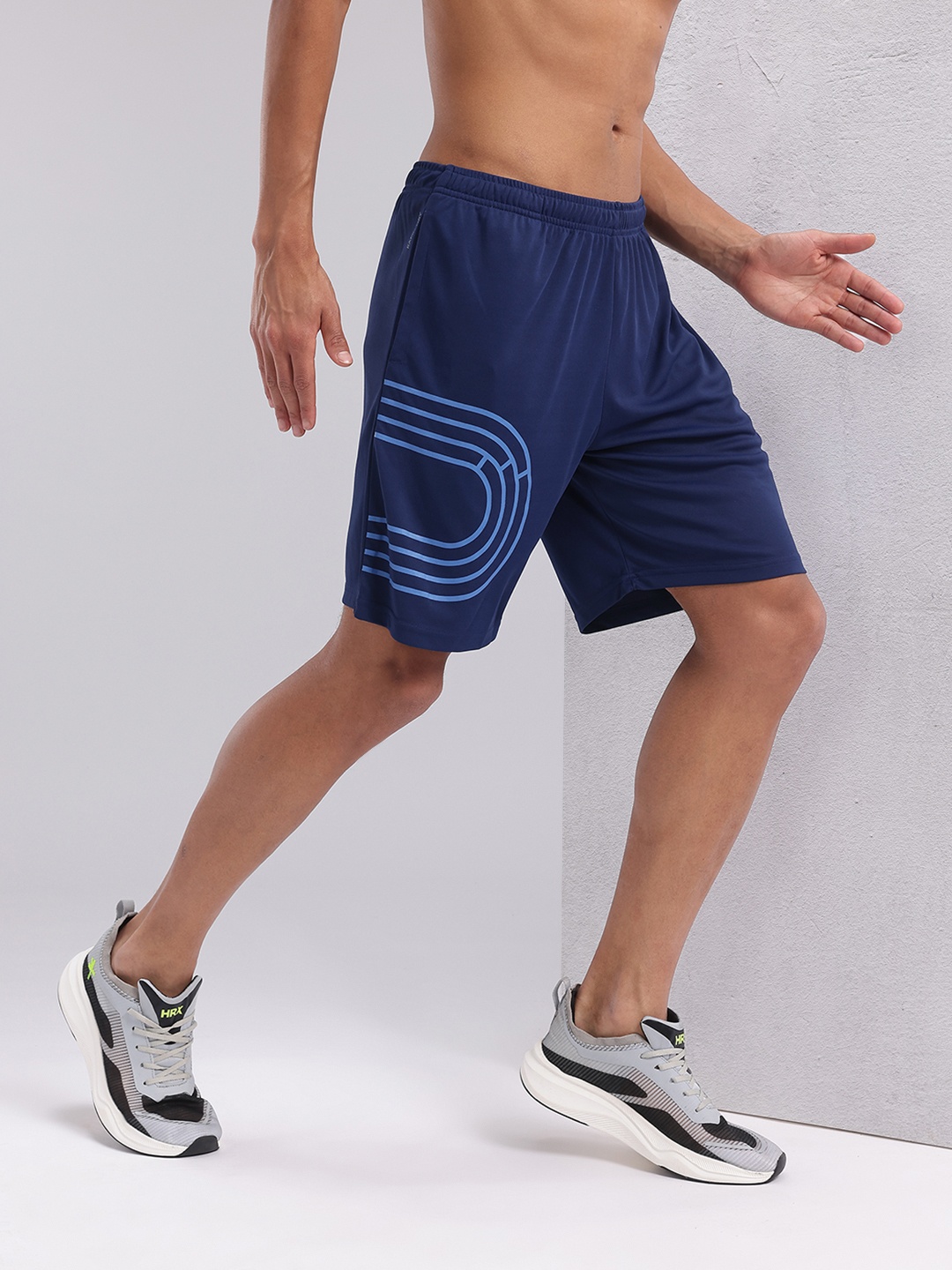

HRX by Hrithik Roshan Men Rapid-Dry Printed Running Shorts, Navy blue