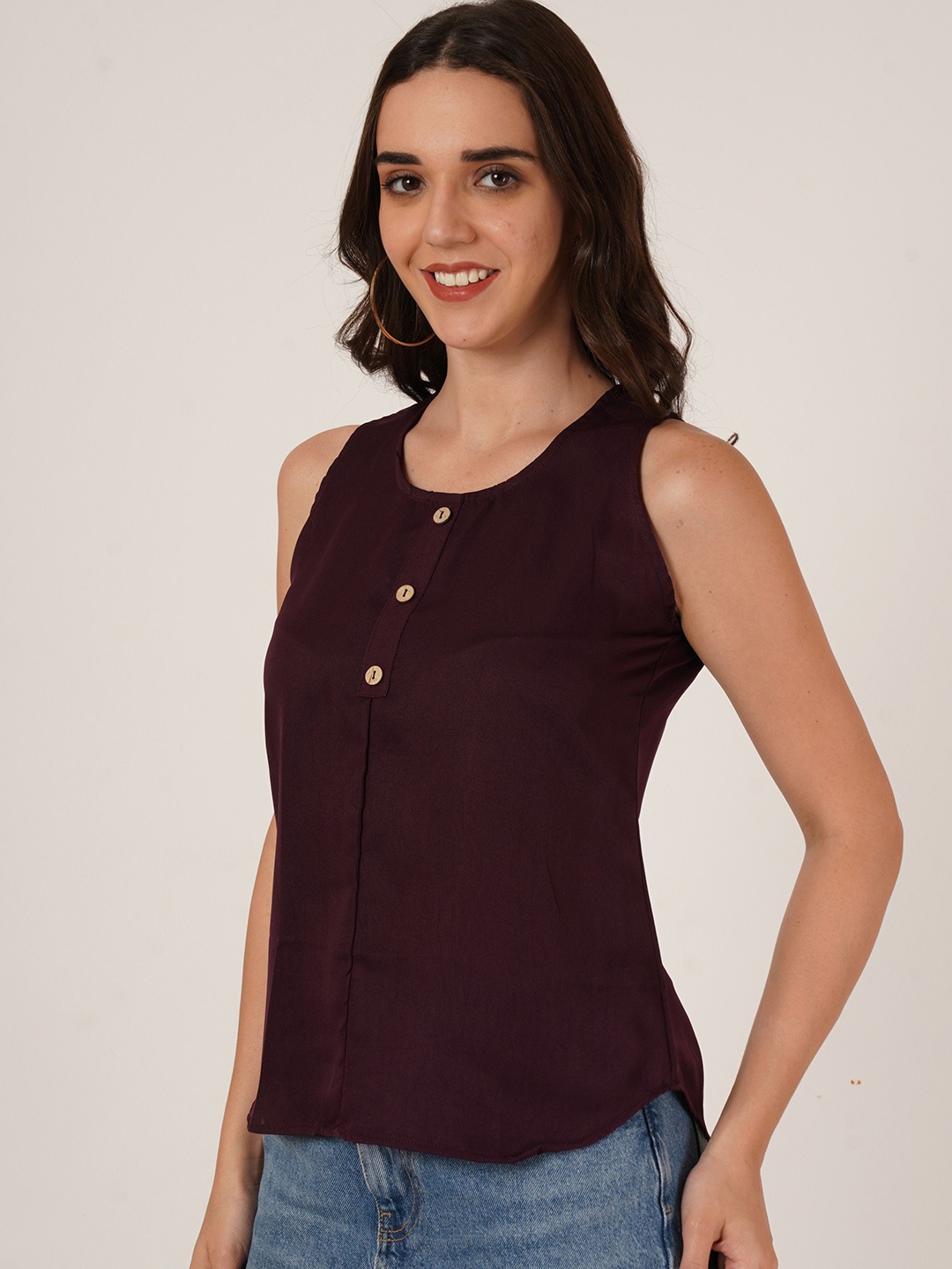 

Brownverse Women Round Neck Top, Purple
