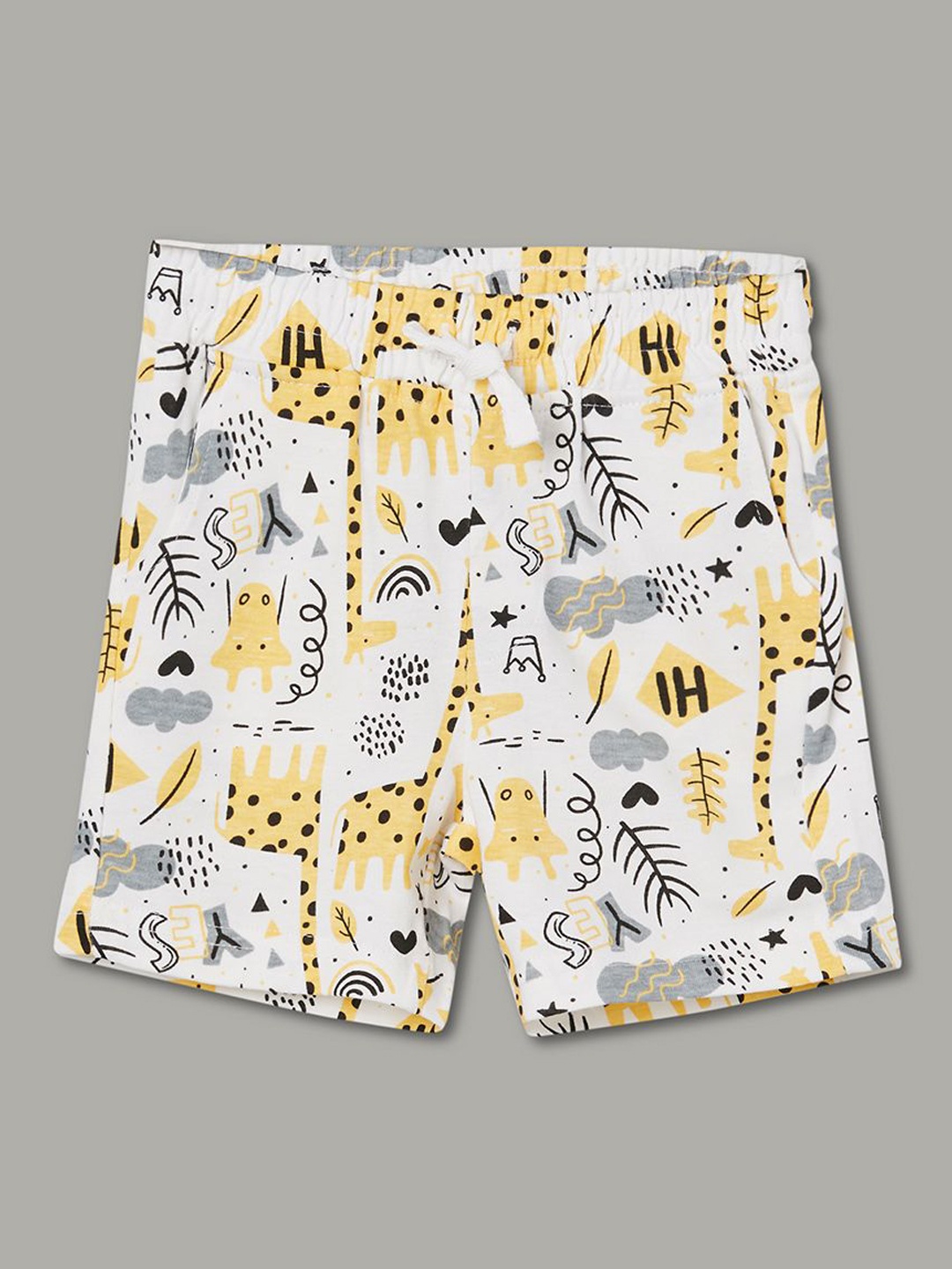 Juniors by Lifestyle Boys Printed Regular Fit Mid-Rise Shorts, White