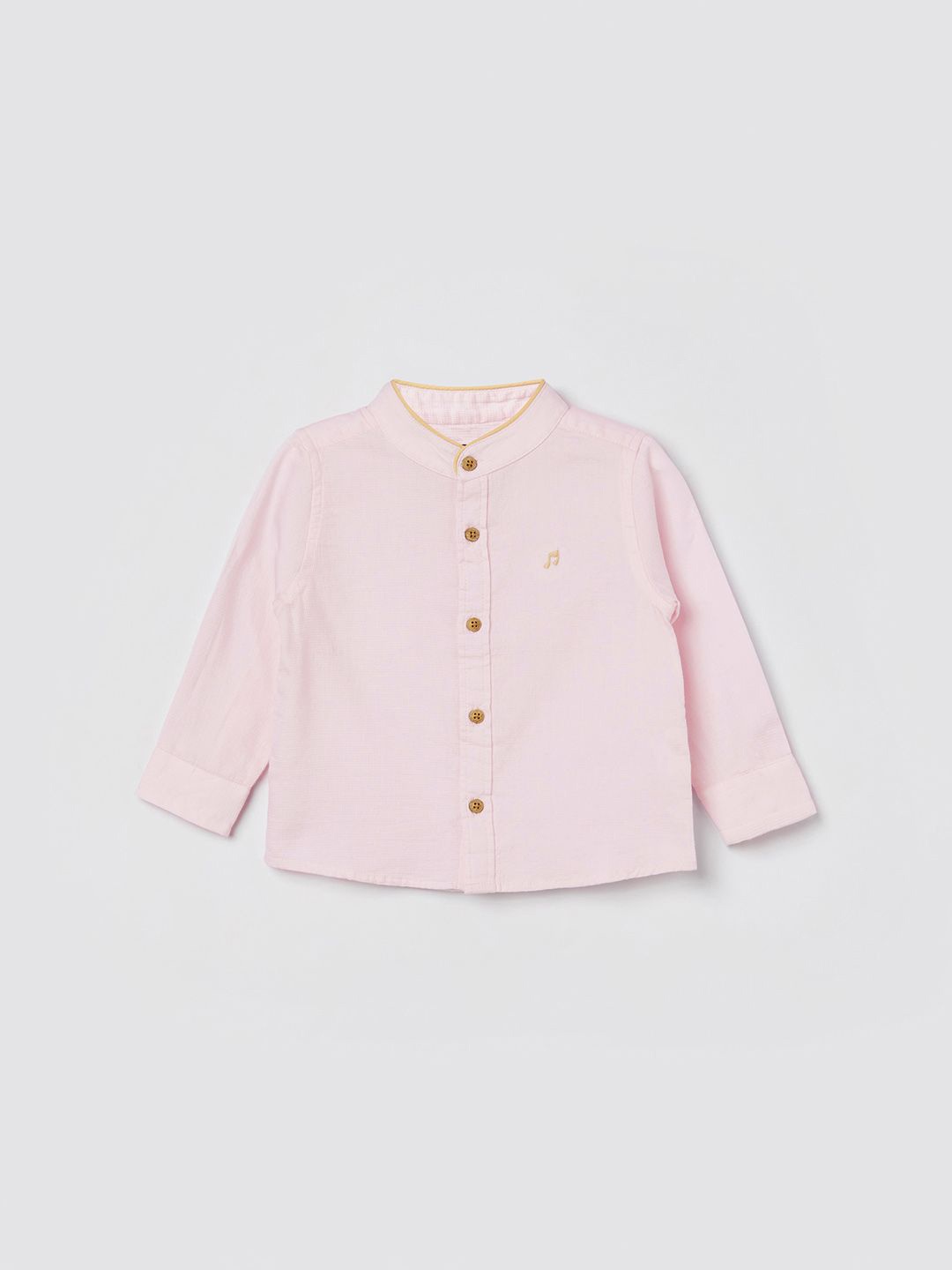 

Juniors by Lifestyle Boys Band Collar Solid Cotton Casual Shirt, Pink