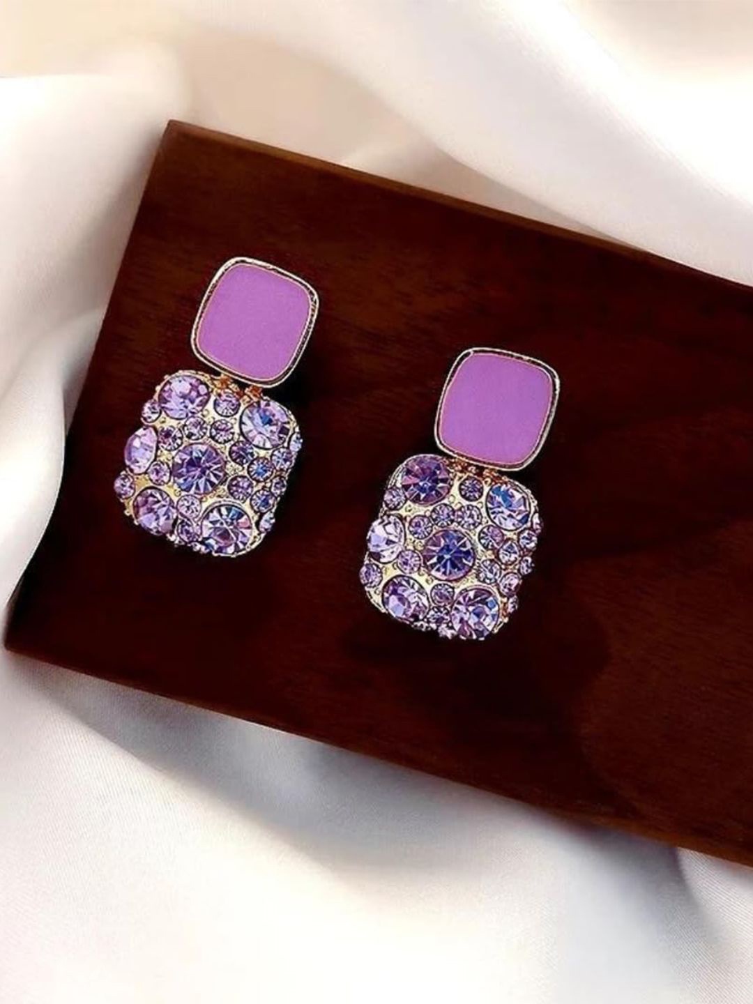 

CareDone Square Drop Earrings, Purple