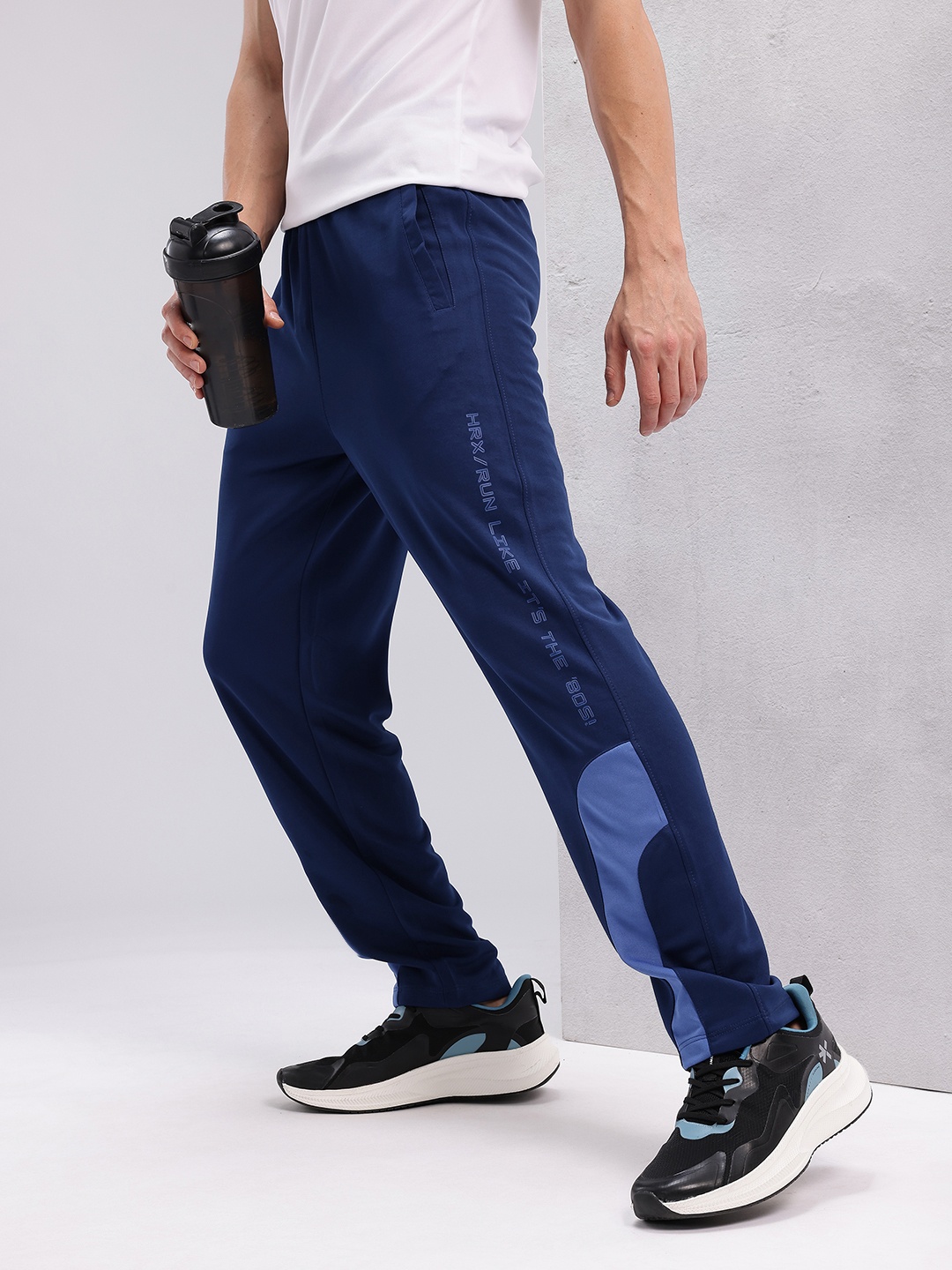 

HRX by Hrithik Roshan Men Printed Rapid-Dry Running Track Pants, Navy blue