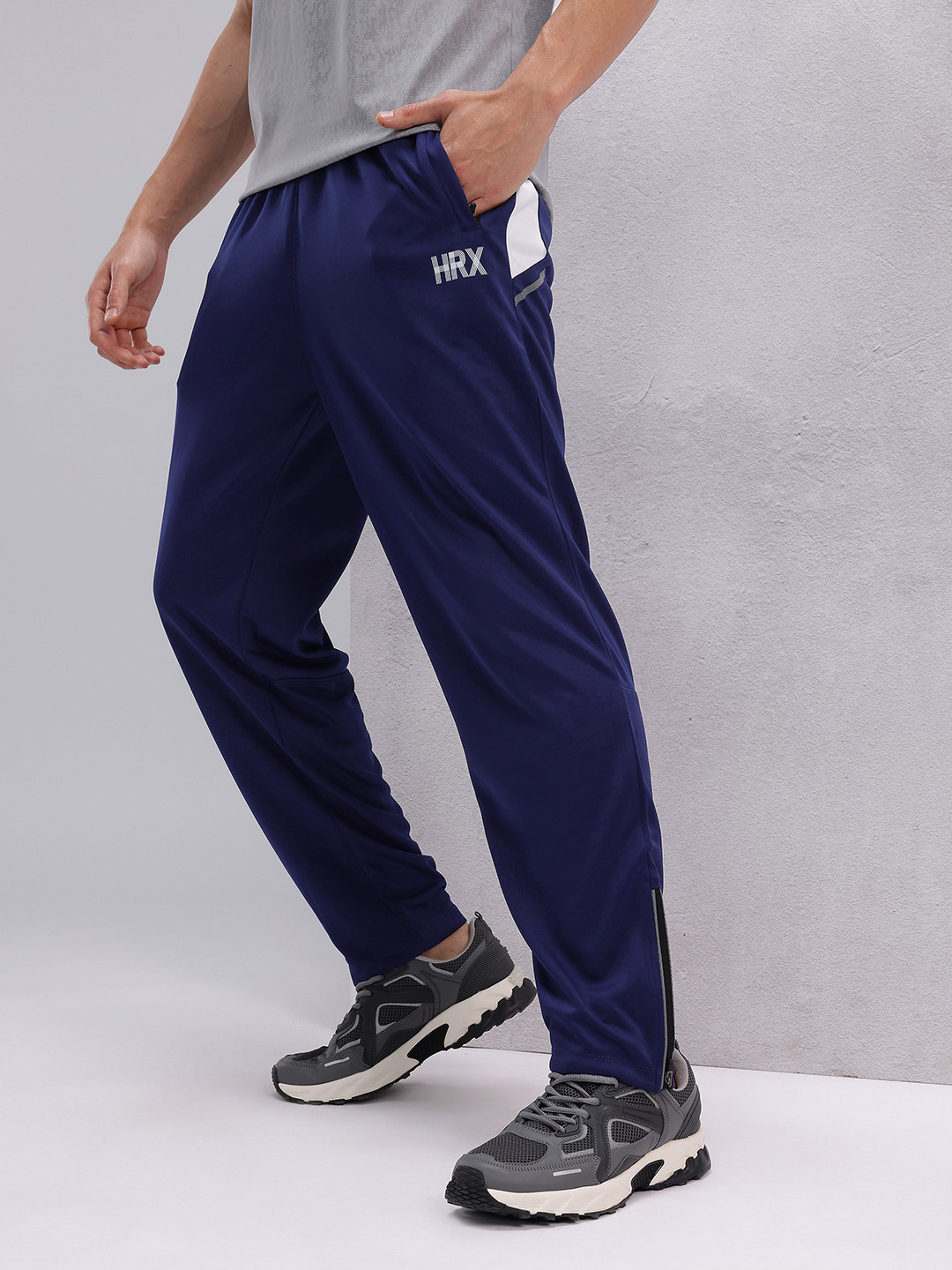 

HRX by Hrithik Roshan Men Brand Logo Detail Rapid-Dry Running Track Pants, Navy blue