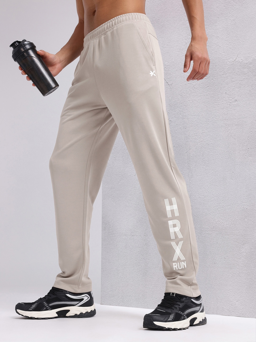 

HRX by Hrithik Roshan Men Rapid-Dry Running Track Pants, Taupe