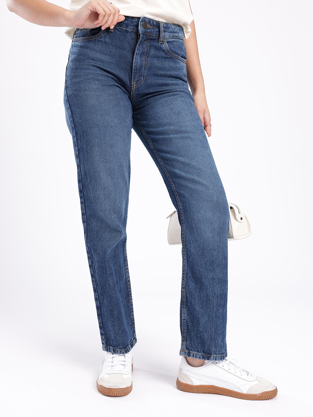 

glitchez Women Cool Touch Straight Fit Light Fade Jeans, Blue