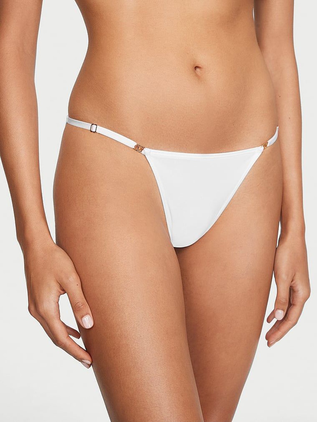 

Victoria's Secret Women Low Rise Adjustable String Bikini Briefs, White