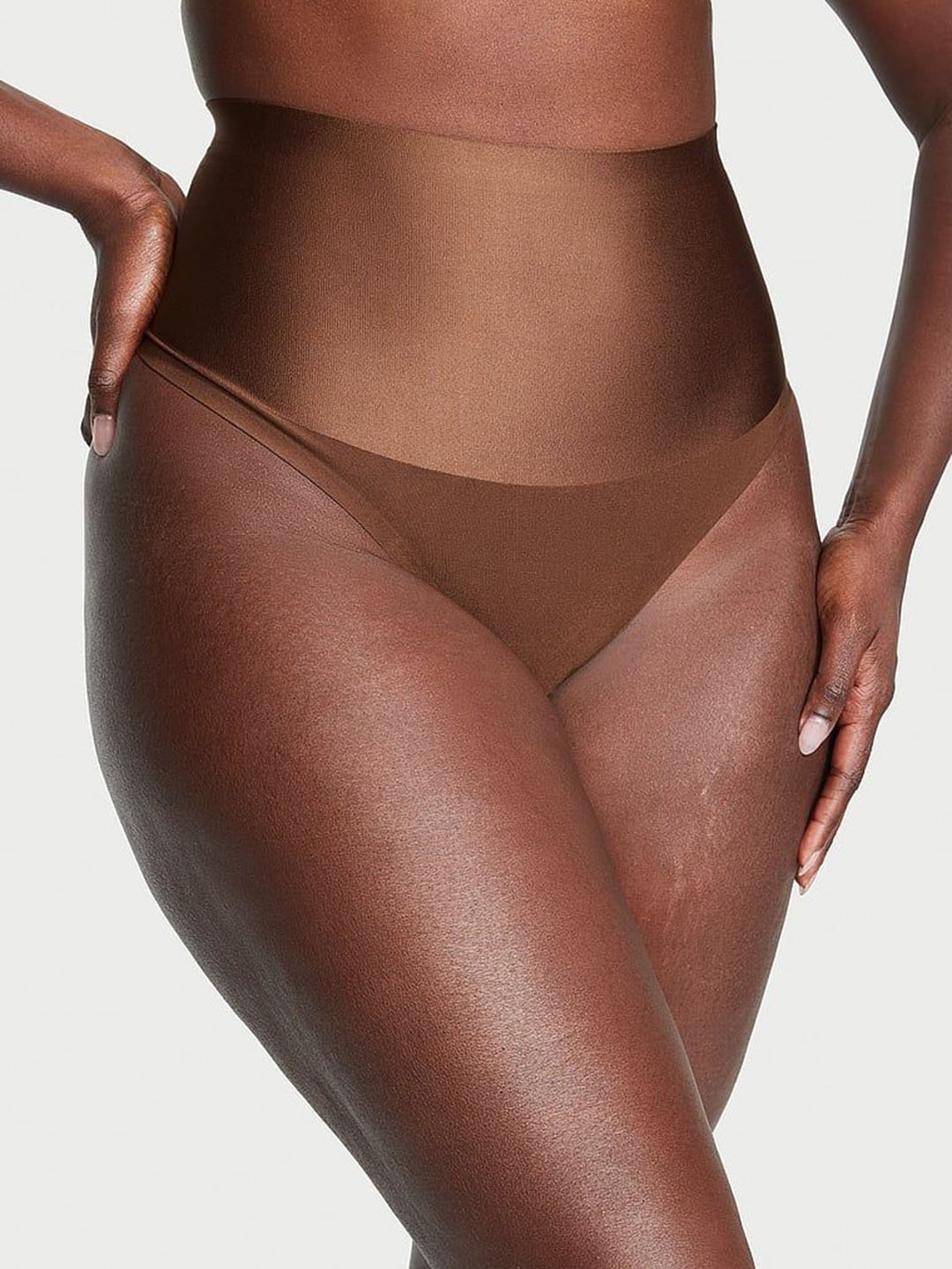 

Victoria's Secret High Rise Smoothing Shimmer Thong Briefs, Coffee brown