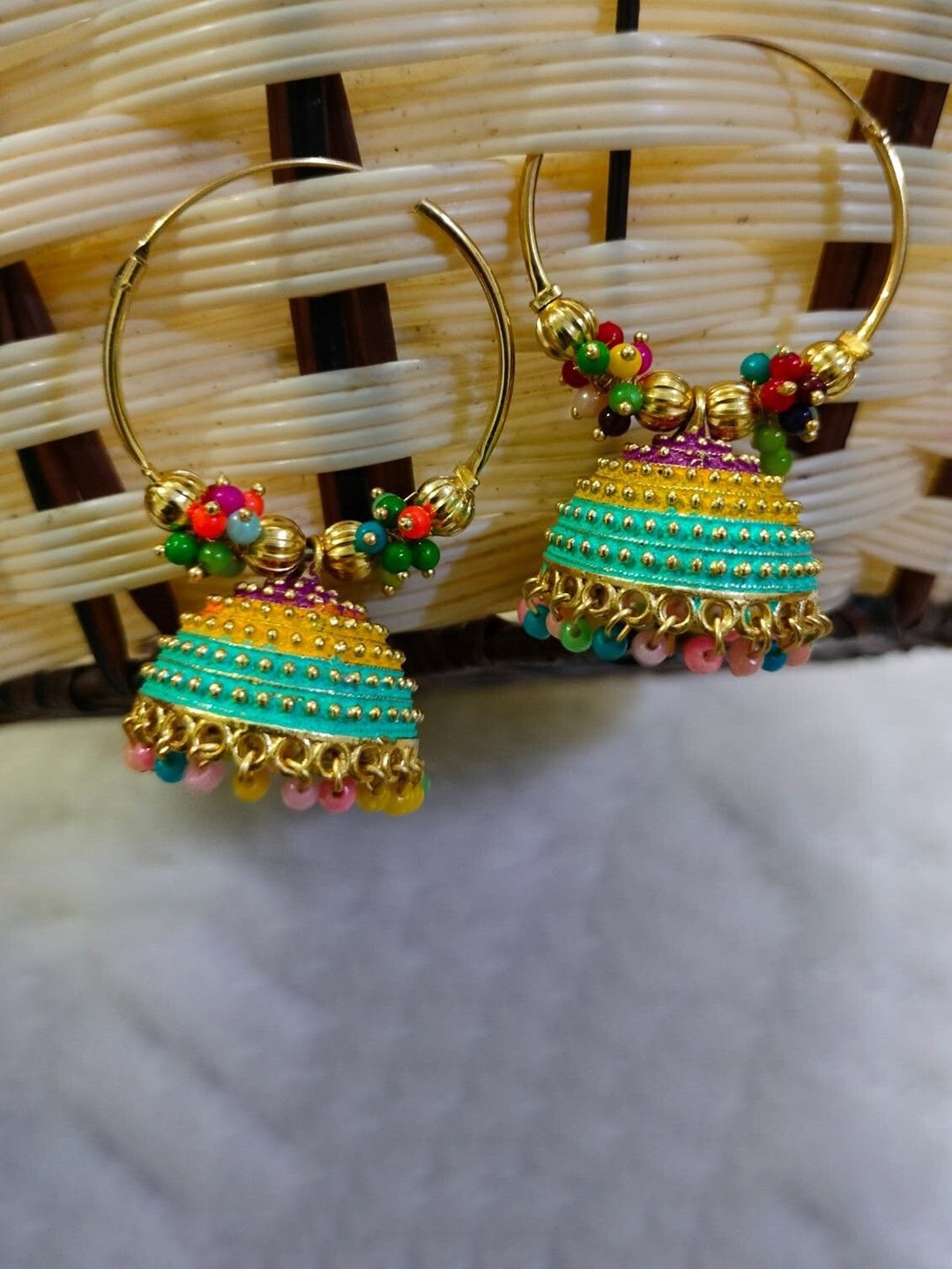 

JMBW INTERNATIONAL Contemporary Jhumkas Earrings, Multi