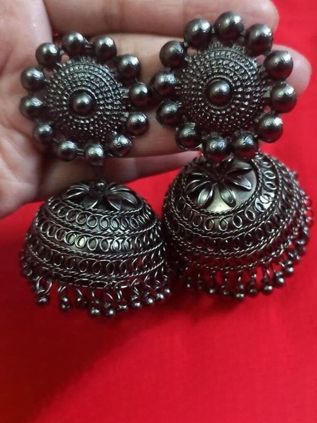 

JMBW INTERNATIONAL Contemporary Jhumkas Earrings, Black