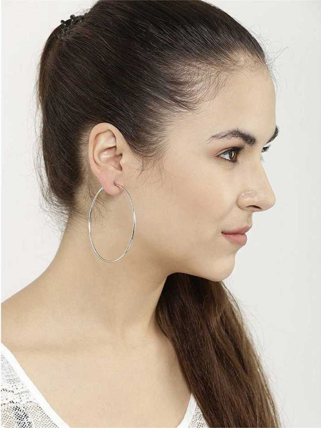 

JMBW INTERNATIONAL Contemporary Hoop Earrings, Silver