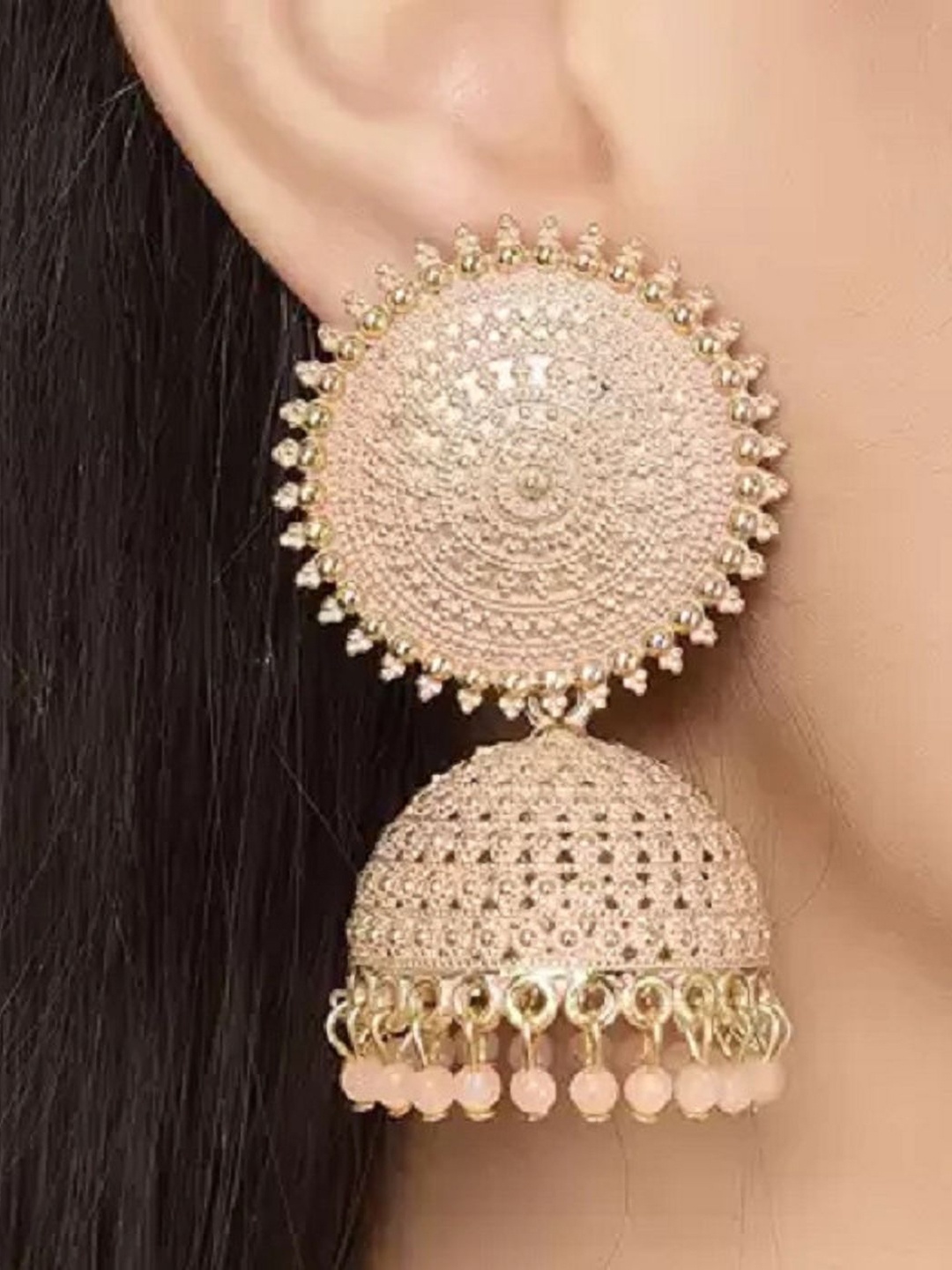 

JMBW INTERNATIONAL Contemporary Jhumkas Earrings, Rose gold