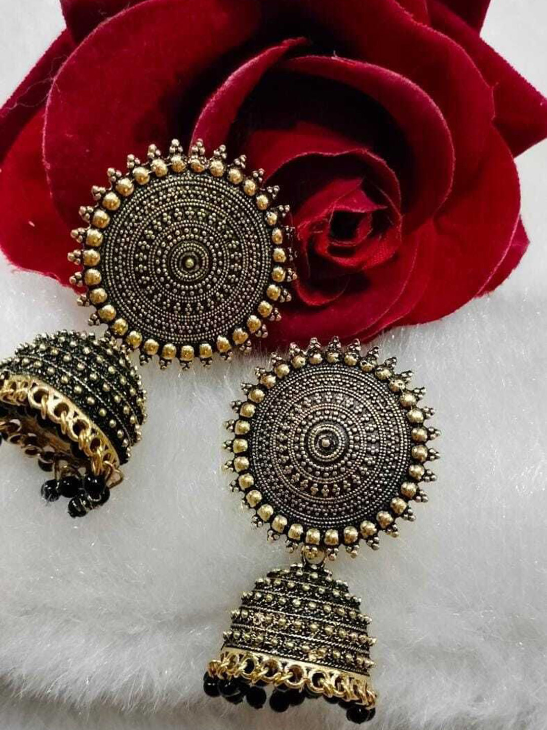 

JMBW INTERNATIONAL Contemporary Jhumkas Earrings, Black