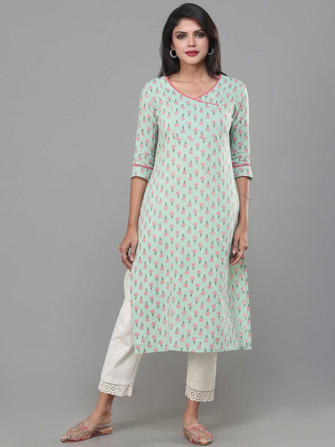 

Vismay Women Printed Straight Kurtas, Green