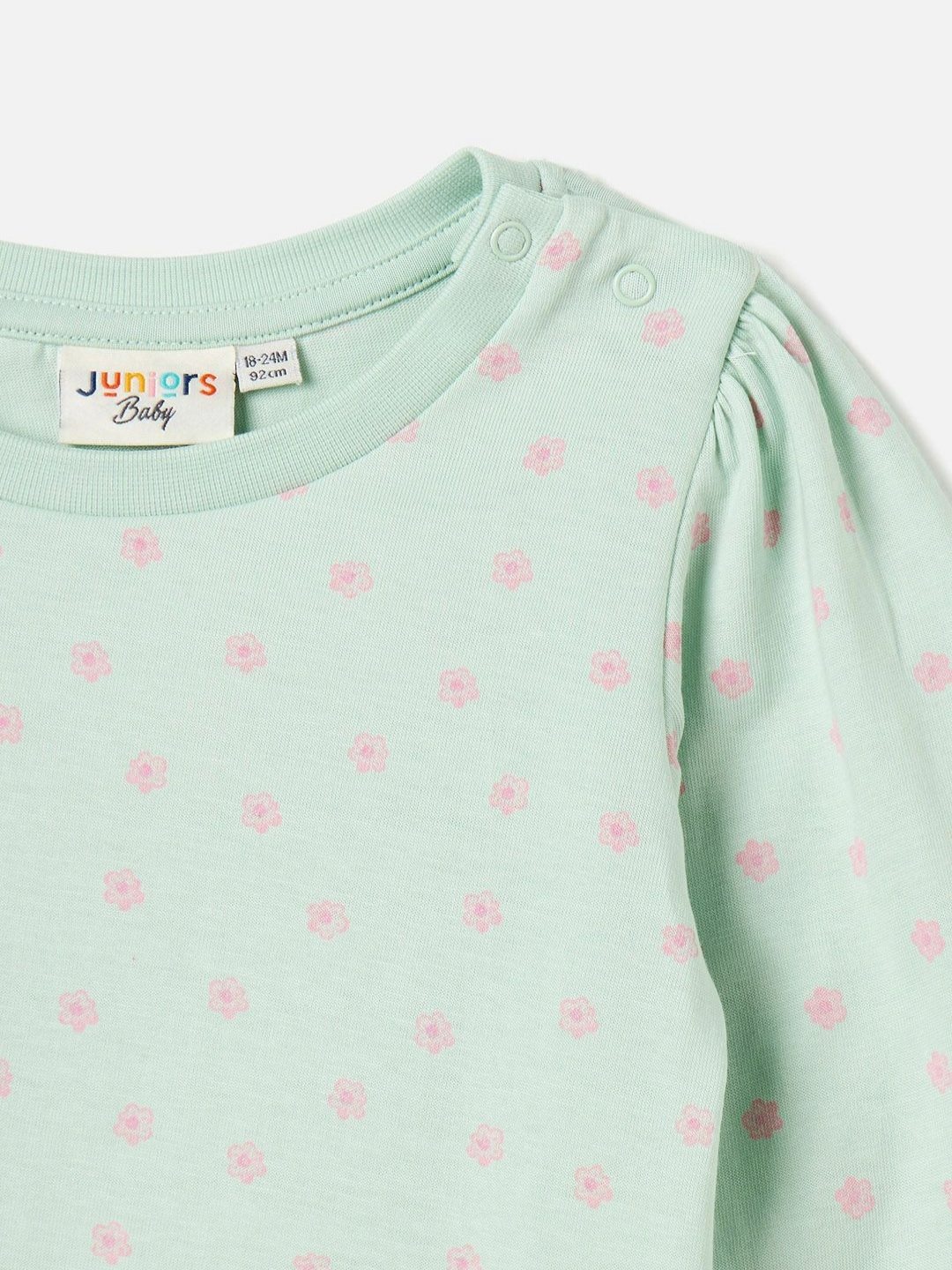 

Juniors by Babyshop Girls Floral Printed Round Neck Cotton T-shirt, Green