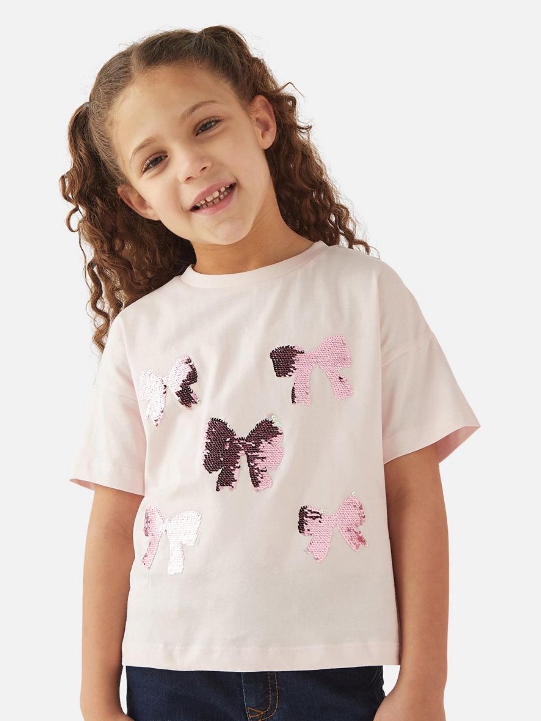 

Juniors by Babyshop Girls Graphic Printed Round Neck Cotton T-shirt, Pink