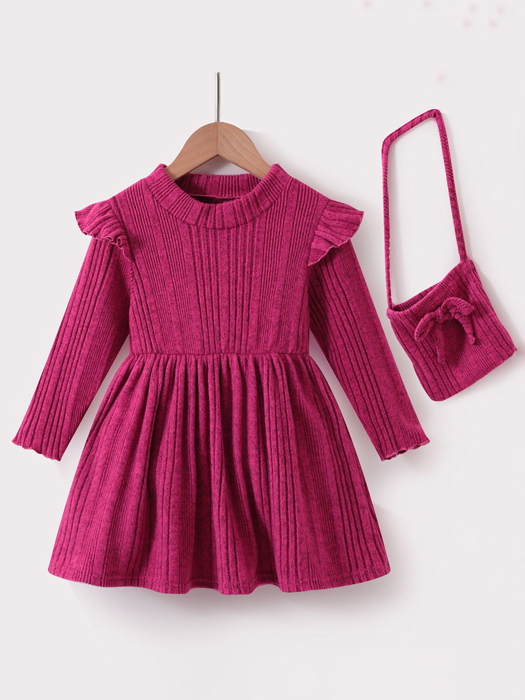 

Mark & Mia Girls Striped Cotton Fit and Flare Knee Length Dress, Rose gold