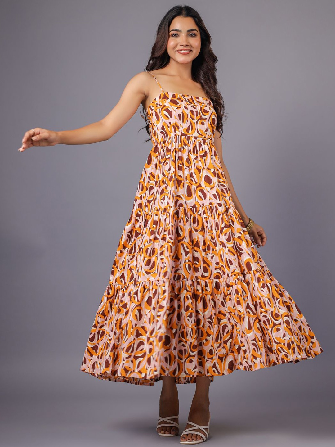 

June 9 Clothing Women Floral Print Fit & Flare Dress, Beige