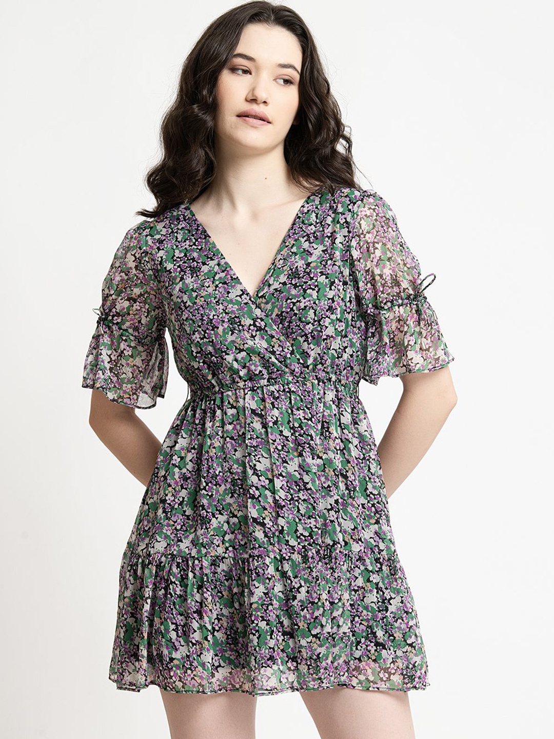 

June 9 Clothing Women Floral Print Fit & Flare Midi Dress, Black