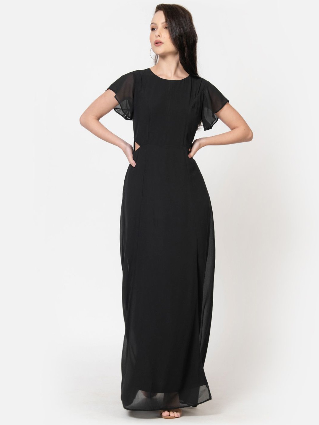 

June 9 Clothing Women Cut-out A-Line Maxi Dress, Black