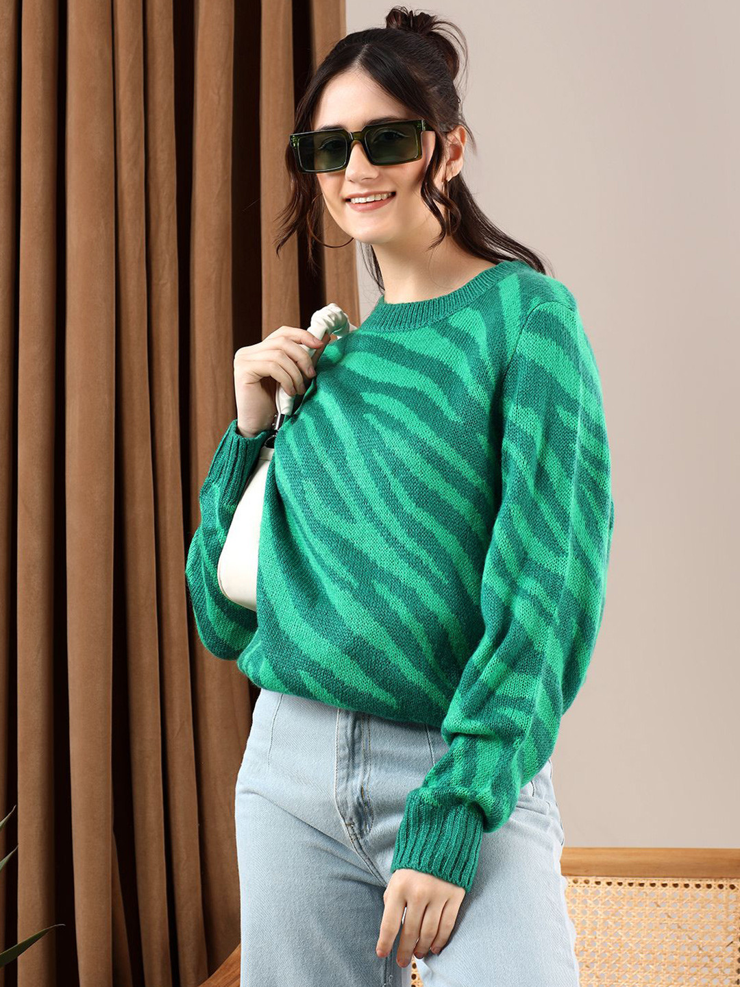 

Kotty Women Printed Pullover, Green