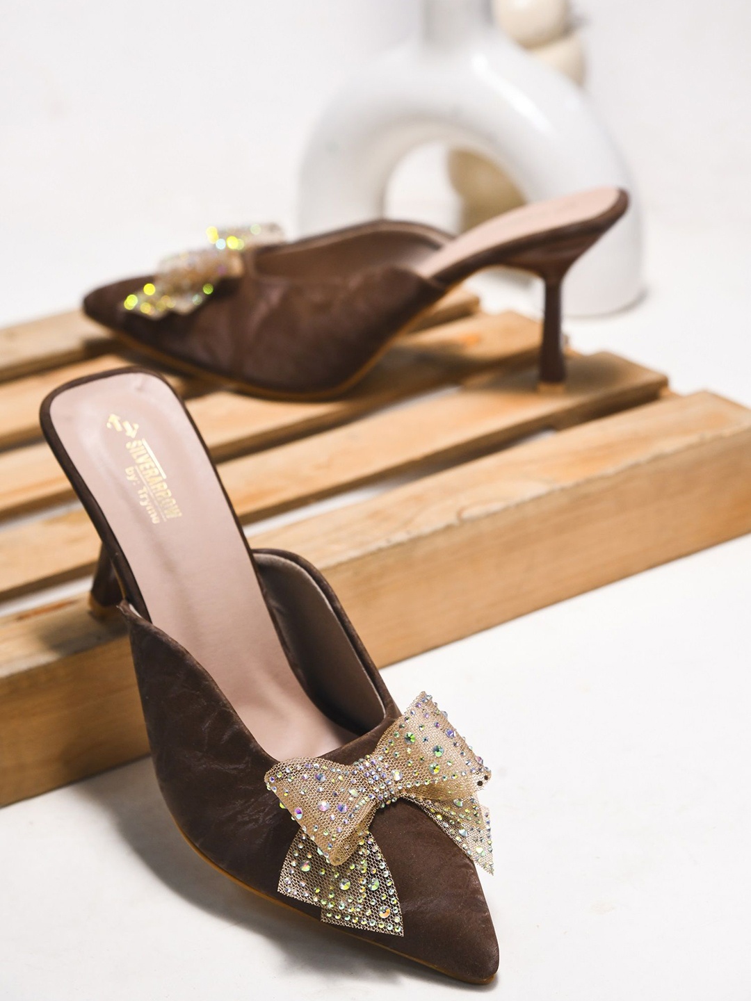 

Try Me Women Suede Stiletto Mules, Brown