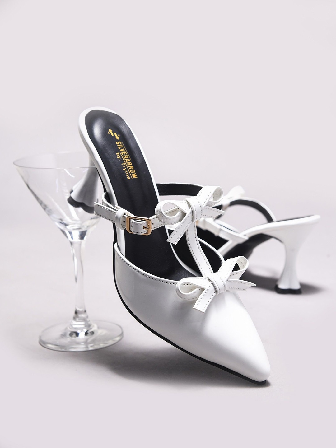 

Try Me Women Party Stiletto Mules With Bows, White